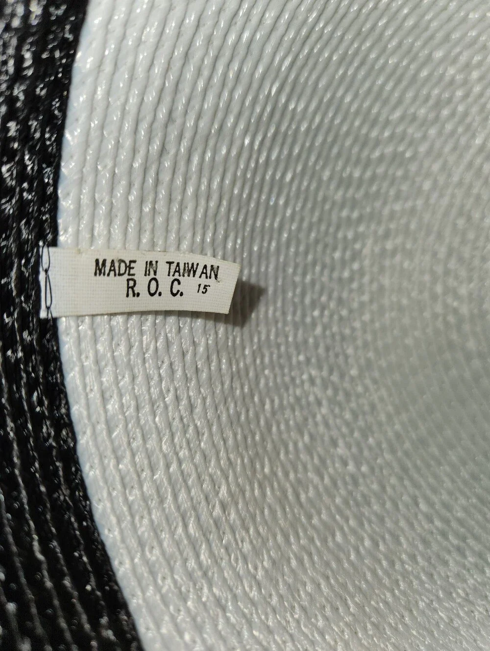 Elegant Black and White Wide-Brim Straw Boater Hat with Ribbon
